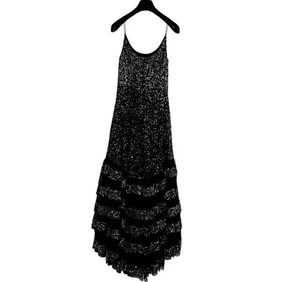 Mac Duggal Black 10883 Embellished Scoop Neck Tiered Formal Gown Dress size 8 - Picture 6 of 9